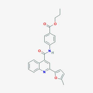 molecular formula C25H22N2O4 B455583 Propyl 4-({[2-(5-methyl-2-furyl)-4-quinolinyl]carbonyl}amino)benzoate 