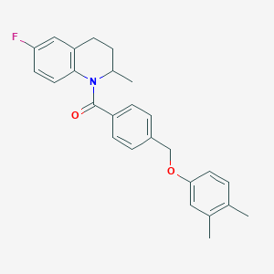 molecular formula C26H26FNO2 B455586 1-{4-[(3,4-Dimethylphenoxy)methyl]benzoyl}-6-fluoro-2-methyl-1,2,3,4-tetrahydroquinoline 