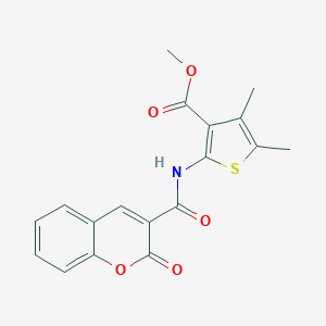 molecular formula C18H15NO5S B455596 METHYL 4,5-DIMETHYL-2-(2-OXO-2H-CHROMENE-3-AMIDO)THIOPHENE-3-CARBOXYLATE 