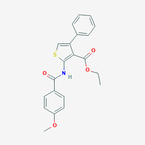 molecular formula C21H19NO4S B455622 Ethyl 2-[(4-methoxybenzoyl)amino]-4-phenyl-3-thiophenecarboxylate 