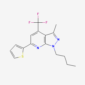 molecular formula C16H16F3N3S B4556379 1-butyl-3-methyl-6-(2-thienyl)-4-(trifluoromethyl)-1H-pyrazolo[3,4-b]pyridine 
