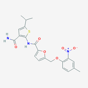 molecular formula C21H21N3O6S B455704 N-[3-(aminocarbonyl)-5-isopropyl-2-thienyl]-5-({2-nitro-4-methylphenoxy}methyl)-2-furamide 