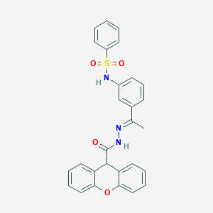 molecular formula C28H23N3O4S B455716 N-{3-[N-(9H-xanthen-9-ylcarbonyl)ethanehydrazonoyl]phenyl}benzenesulfonamide 