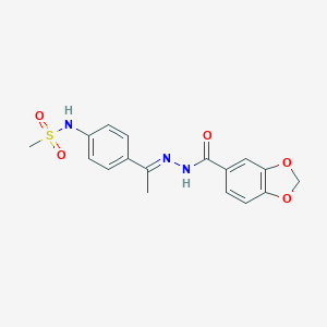 molecular formula C17H17N3O5S B455722 N-{4-[N-(1,3-benzodioxol-5-ylcarbonyl)ethanehydrazonoyl]phenyl}methanesulfonamide 