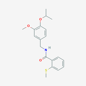 molecular formula C19H23NO3S B4557373 N-(4-isopropoxy-3-methoxybenzyl)-2-(methylthio)benzamide 