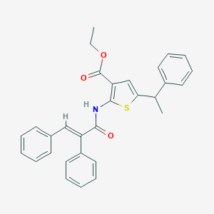 molecular formula C30H27NO3S B455740 Ethyl 2-[(2,3-diphenylacryloyl)amino]-5-(1-phenylethyl)-3-thiophenecarboxylate 