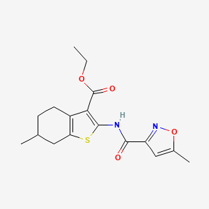 molecular formula C17H20N2O4S B4557635 Ethyl 6-methyl-2-{[(5-methyl-1,2-oxazol-3-yl)carbonyl]amino}-4,5,6,7-tetrahydro-1-benzothiophene-3-carboxylate 