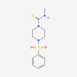 molecular formula C12H17N3O2S2 B4557828 N-methyl-4-(phenylsulfonyl)-1-piperazinecarbothioamide 