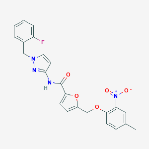 molecular formula C23H19FN4O5 B455783 N-[1-(2-FLUOROBENZYL)-1H-PYRAZOL-3-YL]-5-[(4-METHYL-2-NITROPHENOXY)METHYL]-2-FURAMIDE 