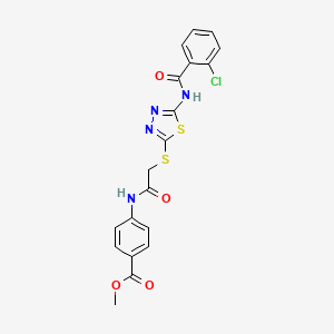 molecular formula C19H15ClN4O4S2 B4557981 Methyl 4-(2-((5-(2-chlorobenzamido)-1,3,4-thiadiazol-2-yl)thio)acetamido)benzoate 