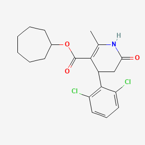 molecular formula C20H23Cl2NO3 B4558166 Cycloheptyl 4-(2,6-dichlorophenyl)-2-methyl-6-oxo-1,4,5,6-tetrahydropyridine-3-carboxylate 