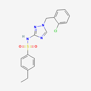 molecular formula C17H17ClN4O2S B4558389 N-{1-[(2-CHLOROPHENYL)METHYL]-1H-1,2,4-TRIAZOL-3-YL}-4-ETHYLBENZENE-1-SULFONAMIDE 