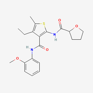 molecular formula C20H24N2O4S B4558434 N-{4-ethyl-3-[(2-methoxyphenyl)carbamoyl]-5-methylthiophen-2-yl}tetrahydrofuran-2-carboxamide 