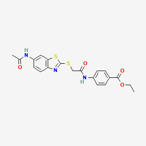 molecular formula C20H19N3O4S2 B4558502 Ethyl 4-[({[6-(acetylamino)-1,3-benzothiazol-2-yl]sulfanyl}acetyl)amino]benzoate 
