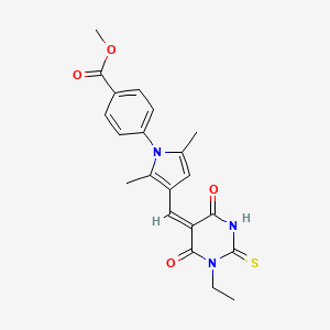 molecular formula C21H21N3O4S B4558695 methyl 4-[3-[(E)-(1-ethyl-4,6-dioxo-2-sulfanylidene-1,3-diazinan-5-ylidene)methyl]-2,5-dimethylpyrrol-1-yl]benzoate 