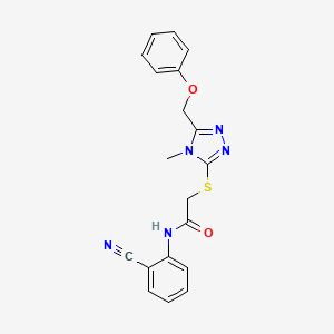 molecular formula C19H17N5O2S B4559082 N-(2-cyanophenyl)-2-{[4-methyl-5-(phenoxymethyl)-4H-1,2,4-triazol-3-yl]sulfanyl}acetamide 