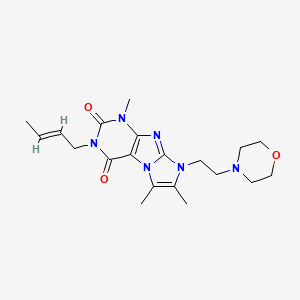 molecular formula C20H28N6O3 B4559151 (E)-3-(but-2-en-1-yl)-1,6,7-trimethyl-8-(2-morpholinoethyl)-1H-imidazo[2,1-f]purine-2,4(3H,8H)-dione 