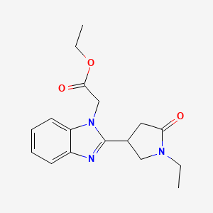 molecular formula C17H21N3O3 B4559219 ethyl 2-[2-(1-ethyl-5-oxopyrrolidin-3-yl)-1H-1,3-benzodiazol-1-yl]acetate 