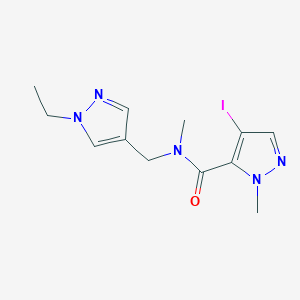 molecular formula C12H16IN5O B4559336 N-[(1-ethyl-1H-pyrazol-4-yl)methyl]-4-iodo-N,1-dimethyl-1H-pyrazole-5-carboxamide 