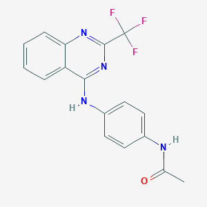 molecular formula C17H13F3N4O B4559357 N-(4-{[2-(trifluoromethyl)-4-quinazolinyl]amino}phenyl)acetamide 