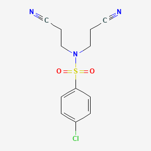 molecular formula C12H12ClN3O2S B4559394 4-chloro-N,N-bis(2-cyanoethyl)benzenesulfonamide 