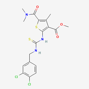 molecular formula C18H19Cl2N3O3S2 B4559401 methyl 2-({[(3,4-dichlorobenzyl)amino]carbonothioyl}amino)-5-[(dimethylamino)carbonyl]-4-methyl-3-thiophenecarboxylate 