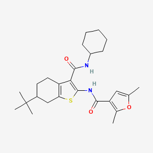 molecular formula C26H36N2O3S B4559449 N-[6-tert-butyl-3-(cyclohexylcarbamoyl)-4,5,6,7-tetrahydro-1-benzothiophen-2-yl]-2,5-dimethylfuran-3-carboxamide 