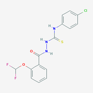 molecular formula C15H12ClF2N3O2S B455968 N-(4-CHLOROPHENYL)-2-[2-(DIFLUOROMETHOXY)BENZOYL]-1-HYDRAZINECARBOTHIOAMIDE 
