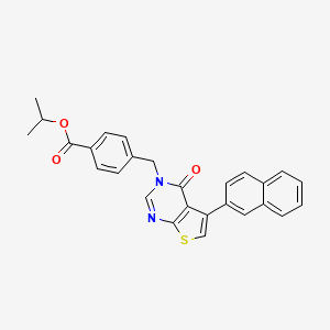molecular formula C27H22N2O3S B4559824 isopropyl 4-{[5-(2-naphthyl)-4-oxothieno[2,3-d]pyrimidin-3(4H)-yl]methyl}benzoate 