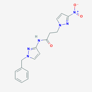 molecular formula C16H16N6O3 B456004 N~1~-(1-BENZYL-1H-PYRAZOL-3-YL)-3-(3-NITRO-1H-PYRAZOL-1-YL)PROPANAMIDE 