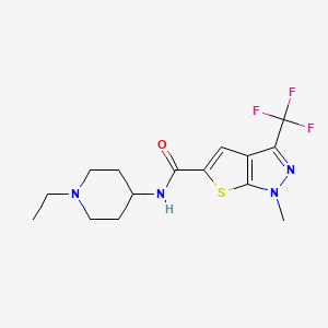 molecular formula C15H19F3N4OS B4560179 N-(1-ETHYL-4-PIPERIDYL)-1-METHYL-3-(TRIFLUOROMETHYL)-1H-THIENO[2,3-C]PYRAZOLE-5-CARBOXAMIDE 