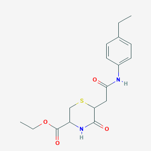 molecular formula C17H22N2O4S B4560189 Ethyl 6-{2-[(4-ethylphenyl)amino]-2-oxoethyl}-5-oxothiomorpholine-3-carboxylate 