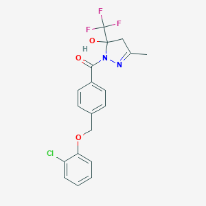 molecular formula C19H16ClF3N2O3 B456020 {4-[(2-chlorophenoxy)methyl]phenyl}[5-hydroxy-3-methyl-5-(trifluoromethyl)-4,5-dihydro-1H-pyrazol-1-yl]methanone 