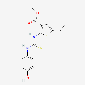 molecular formula C15H16N2O3S2 B4560232 methyl 5-ethyl-2-({[(4-hydroxyphenyl)amino]carbonothioyl}amino)-3-thiophenecarboxylate 