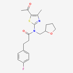 molecular formula C20H23FN2O3S B4560290 N-(5-acetyl-4-methyl-1,3-thiazol-2-yl)-3-(4-fluorophenyl)-N-(tetrahydro-2-furanylmethyl)propanamide 