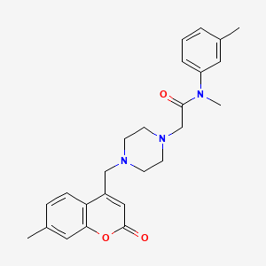 molecular formula C25H29N3O3 B4560550 N-methyl-2-{4-[(7-methyl-2-oxo-2H-chromen-4-yl)methyl]piperazin-1-yl}-N-(3-methylphenyl)acetamide 