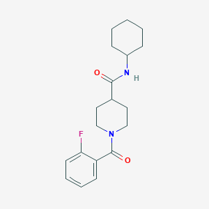 molecular formula C19H25FN2O2 B4560570 N-cyclohexyl-1-(2-fluorobenzoyl)piperidine-4-carboxamide 