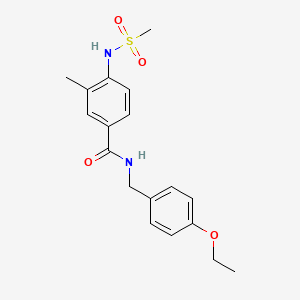 molecular formula C18H22N2O4S B4560663 N-(4-ethoxybenzyl)-3-methyl-4-[(methylsulfonyl)amino]benzamide 