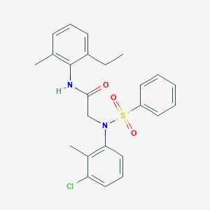 molecular formula C24H25ClN2O3S B4560746 N~2~-(3-chloro-2-methylphenyl)-N~1~-(2-ethyl-6-methylphenyl)-N~2~-(phenylsulfonyl)glycinamide 
