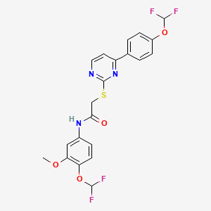 molecular formula C21H17F4N3O4S B4560835 N~1~-[4-(DIFLUOROMETHOXY)-3-METHOXYPHENYL]-2-({4-[4-(DIFLUOROMETHOXY)PHENYL]-2-PYRIMIDINYL}SULFANYL)ACETAMIDE 