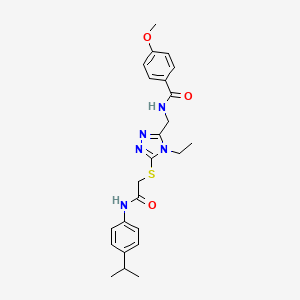 molecular formula C24H29N5O3S B4560873 N-({4-ethyl-5-[(2-oxo-2-{[4-(propan-2-yl)phenyl]amino}ethyl)sulfanyl]-4H-1,2,4-triazol-3-yl}methyl)-4-methoxybenzamide 