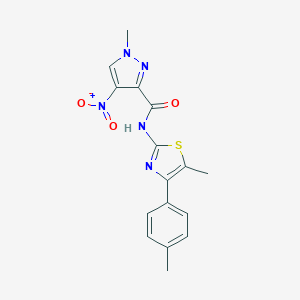 molecular formula C16H15N5O3S B456111 1-methyl-N-[5-methyl-4-(4-methylphenyl)-1,3-thiazol-2-yl]-4-nitro-1H-pyrazole-3-carboxamide 