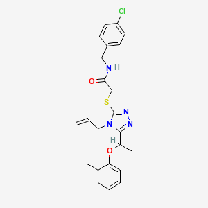 molecular formula C23H25ClN4O2S B4561193 N-(4-chlorobenzyl)-2-({5-[1-(2-methylphenoxy)ethyl]-4-(prop-2-en-1-yl)-4H-1,2,4-triazol-3-yl}sulfanyl)acetamide 