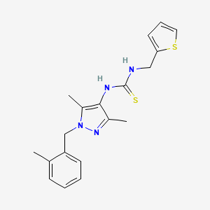 molecular formula C19H22N4S2 B4561368 N-[3,5-dimethyl-1-(2-methylbenzyl)-1H-pyrazol-4-yl]-N'-(2-thienylmethyl)thiourea 