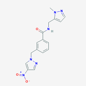 molecular formula C16H16N6O3 B456137 N-[(1-methyl-1H-pyrazol-5-yl)methyl]-3-[(4-nitro-1H-pyrazol-1-yl)methyl]benzamide 