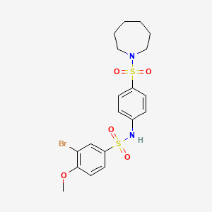 molecular formula C19H23BrN2O5S2 B4561379 N-[4-(azepan-1-ylsulfonyl)phenyl]-3-bromo-4-methoxybenzenesulfonamide 