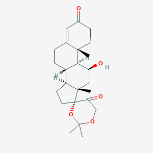 molecular formula C24H34O5 B045614 (4R,8'S,9'S,10'R,11'S,13'S,14'S)-11'-hydroxy-2,2,10',13'-tetramethylspiro[1,3-dioxane-4,17'-2,6,7,8,9,11,12,14,15,16-decahydro-1H-cyclopenta[a]phenanthrene]-3',5-dione CAS No. 34332-34-8