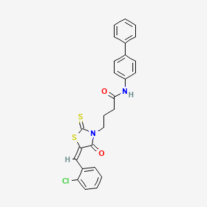 molecular formula C26H21ClN2O2S2 B4561576 N-4-biphenylyl-4-[5-(2-chlorobenzylidene)-4-oxo-2-thioxo-1,3-thiazolidin-3-yl]butanamide 