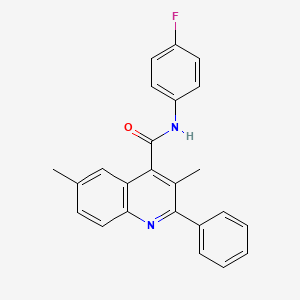 molecular formula C24H19FN2O B4561593 N-(4-fluorophenyl)-3,6-dimethyl-2-phenylquinoline-4-carboxamide 