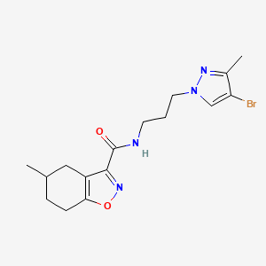 molecular formula C16H21BrN4O2 B4561601 N~3~-[3-(4-BROMO-3-METHYL-1H-PYRAZOL-1-YL)PROPYL]-5-METHYL-4,5,6,7-TETRAHYDRO-1,2-BENZISOXAZOLE-3-CARBOXAMIDE 